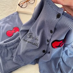 睡衣女秋冬款2025年新款加厚德绒网红爆款条纹蝴蝶结宽松家居服冬