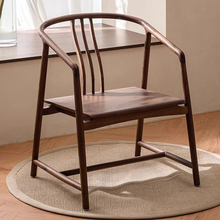 新中式靠背椅子北蜡木茶椅太师椅实木圈椅禅意主人椅扶手餐椅
