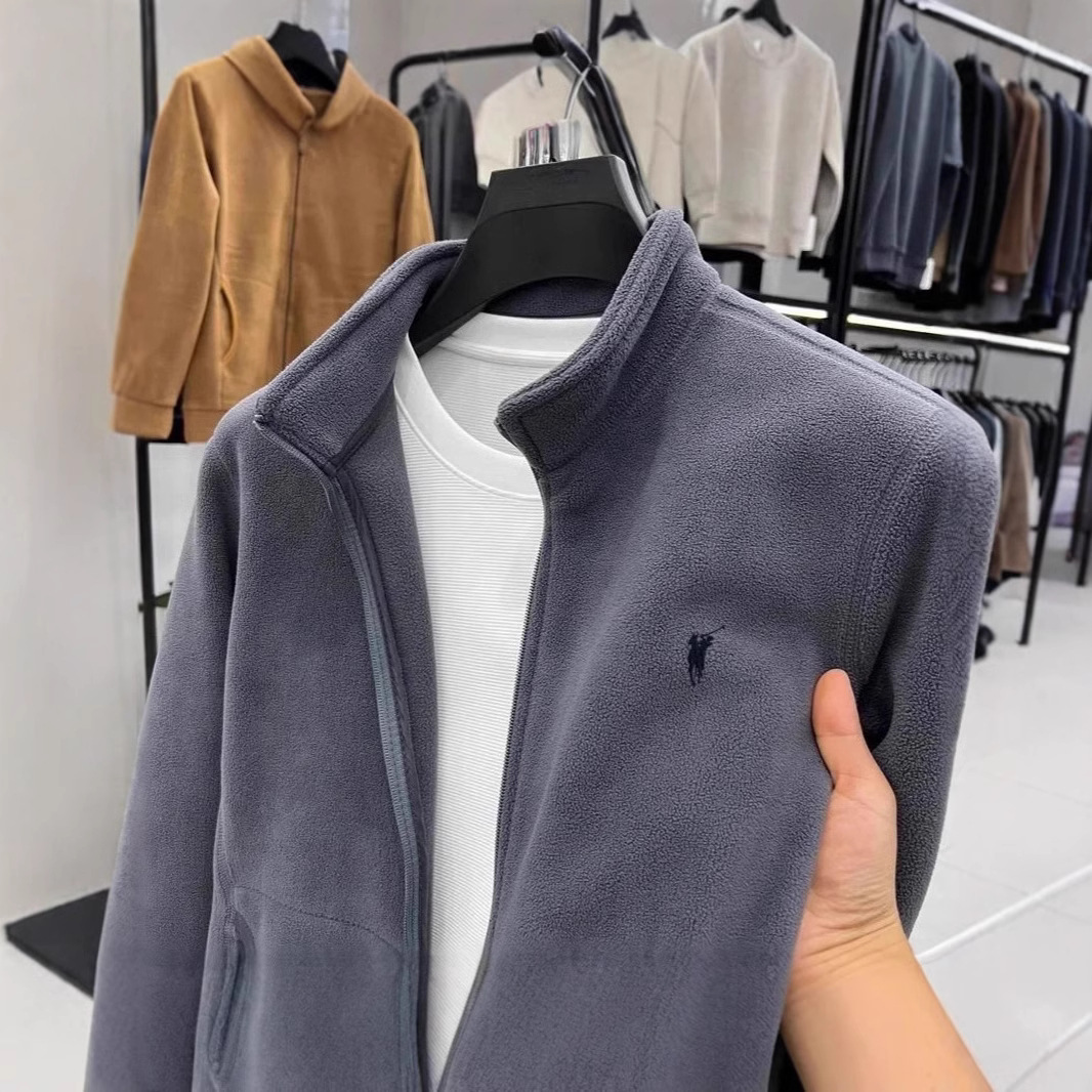 Autumn and winter double-sided fleece padded men's coat 2024 new cold-resistant warm loose embroidered zipper sweater