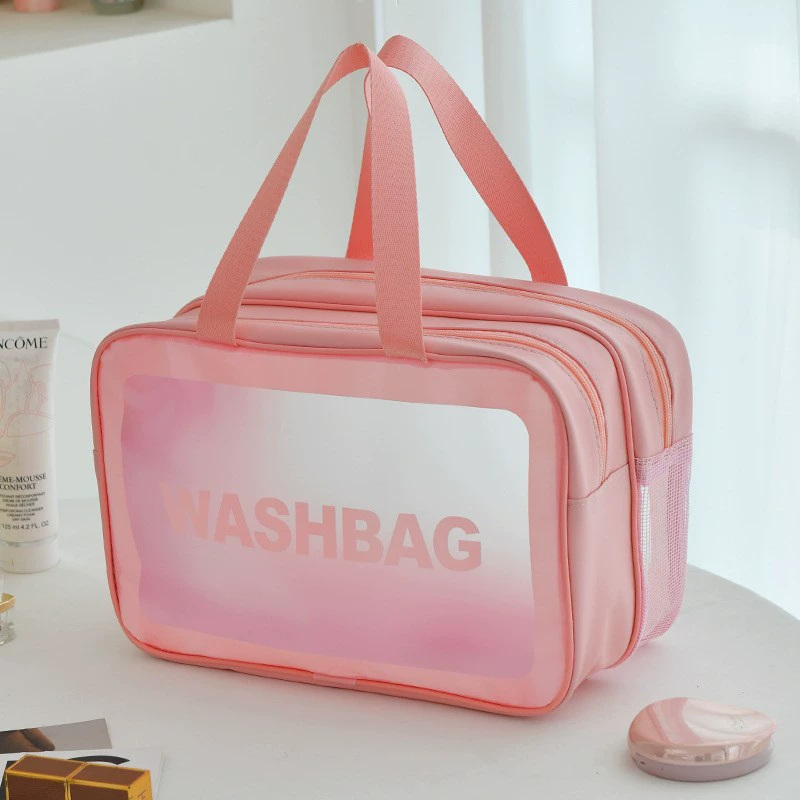 Matte high quality cosmetic bag PVC, handheld set for traveling, capacious organizer bag, 3 piece set