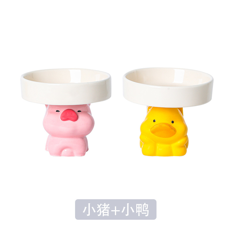 노란 오리 그릇 + 핑크 돼지 그릇
