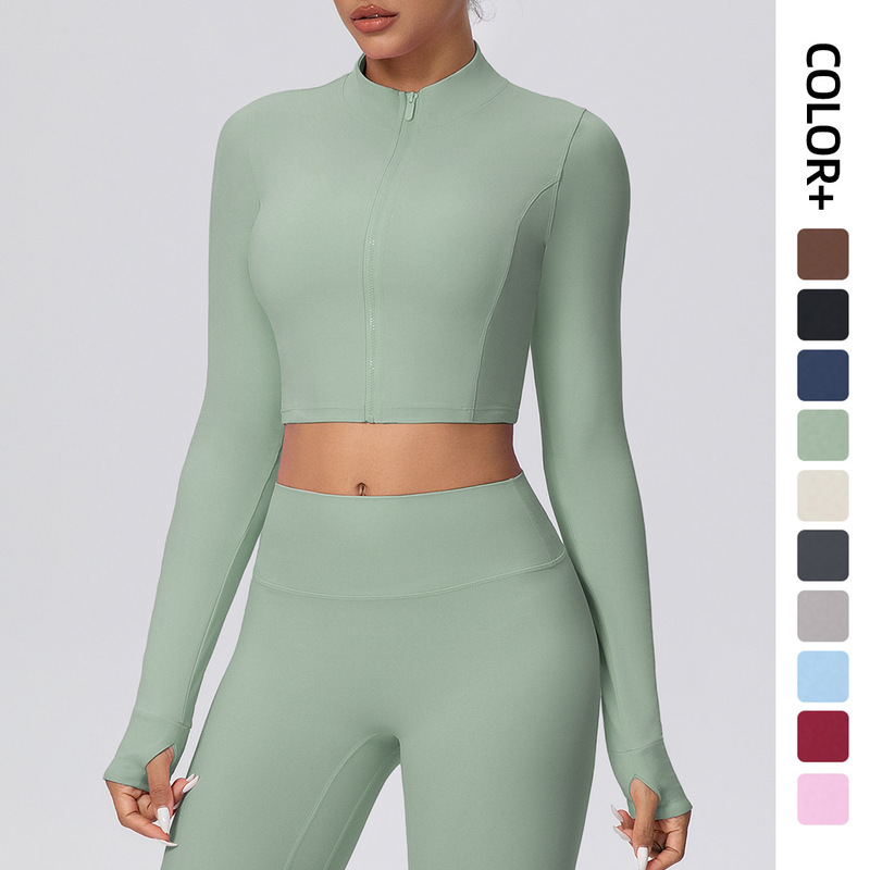 Short Zipper Outdoor Running Sports Yoga Jacket Slimming Fitness Long-Sleeved Jacket Cloud-Like Quick-Drying Yoga Wear for Women Short Zipper Outdoor Running Sports Yoga Jacket Slimming Fitness Long-Sleeved Jacket Cloud-Like Quick-Drying Yoga Wear for Women