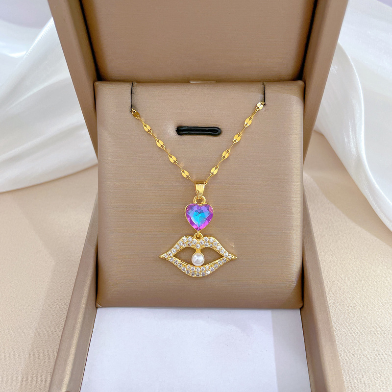 Elegante collana con perle in oro vero, stile lusso leggero, perfetta per le celebrità di internet, ideale per la clavicola e per la catena in acciaio al titanio._voghion.com