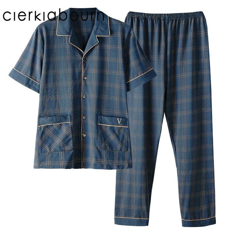 Pijamas para hombres verano 100 pantalones de mangas cortas para hombres verano delgado set de ropa de hogar de mediana edad 4XL