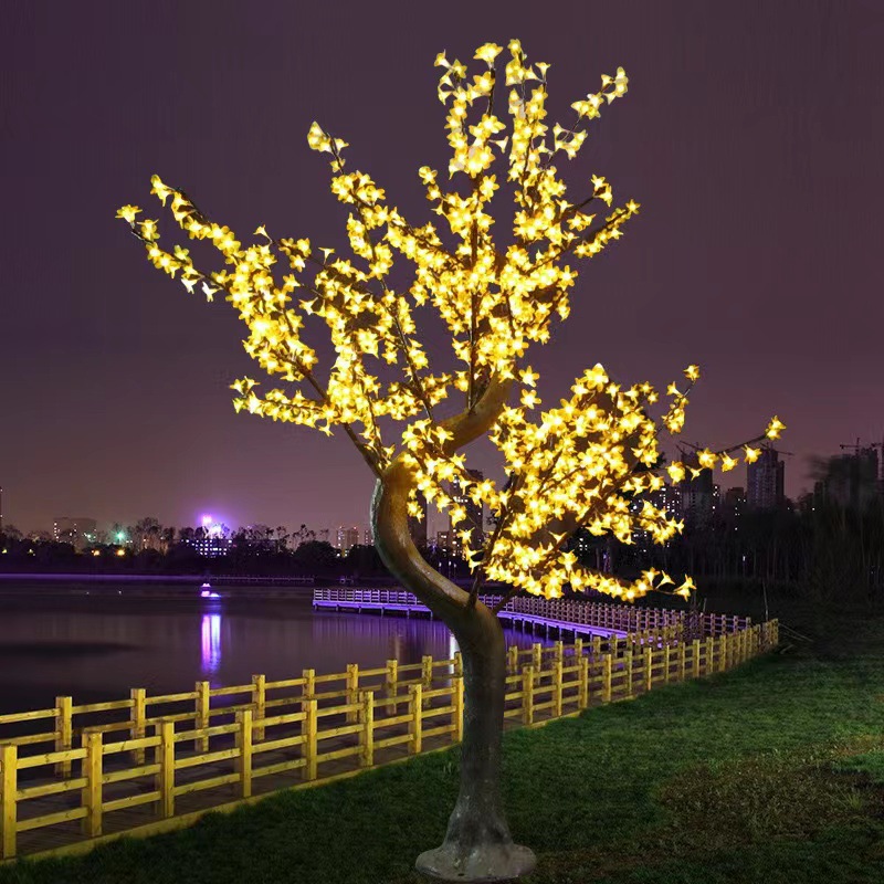 Simulación LED lámpara de árbol de cerezo red festival de luz roja decoración de césped lámpara de árbol de flor de durazno lámpara de modelado de lámpara de árbol luminoso Chen Mei