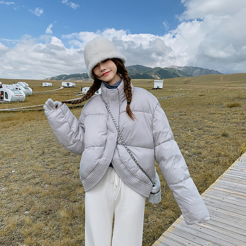 韩国2023冬季新款羽绒棉服女短款高端面包服洋气廓形加厚磁吸外套