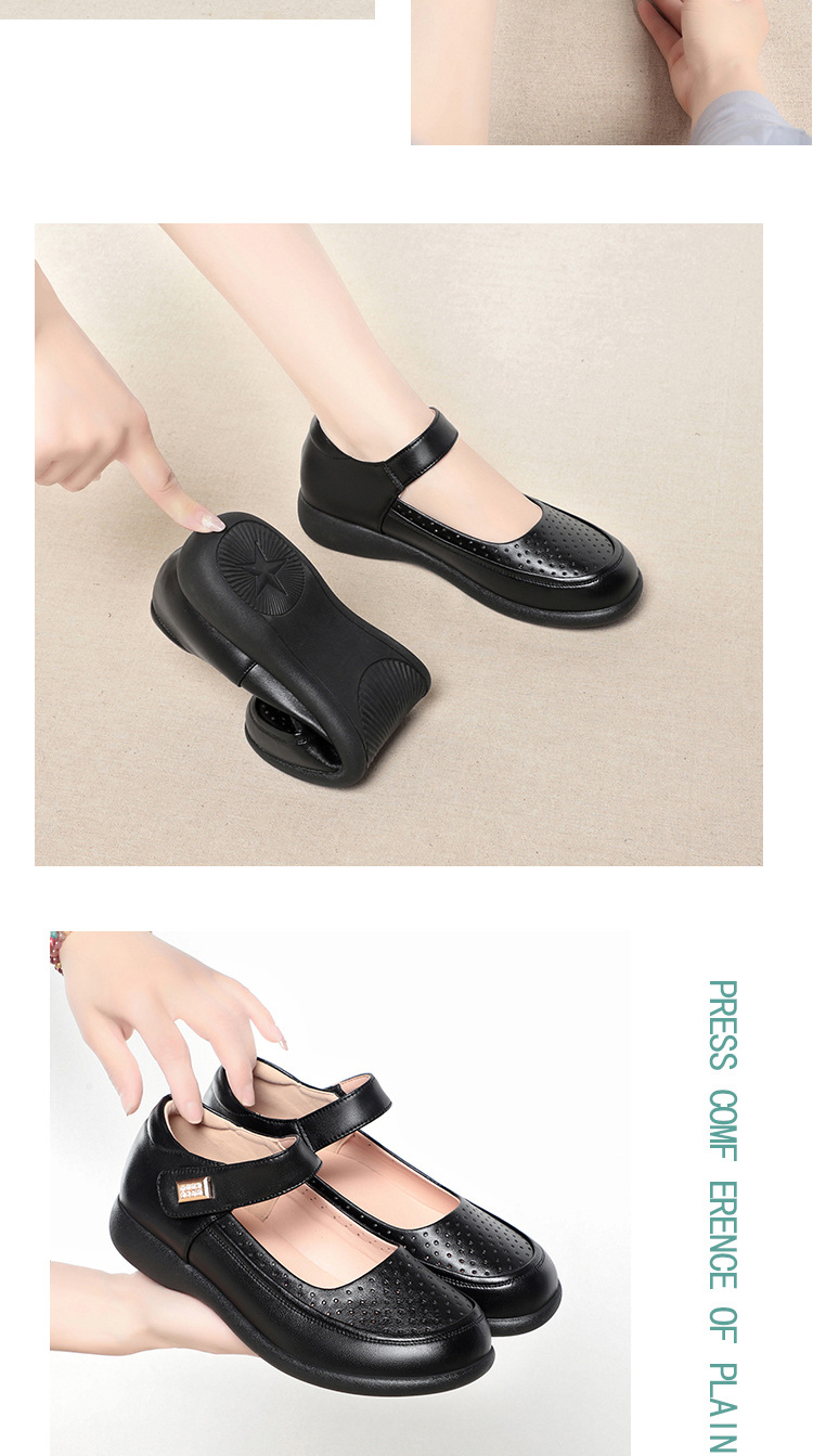 Dép sandal nữ mũi nhọn đế mềm da thật, giày lỗ rỗng mùa hè chống trượt — màu be chi tiết 6