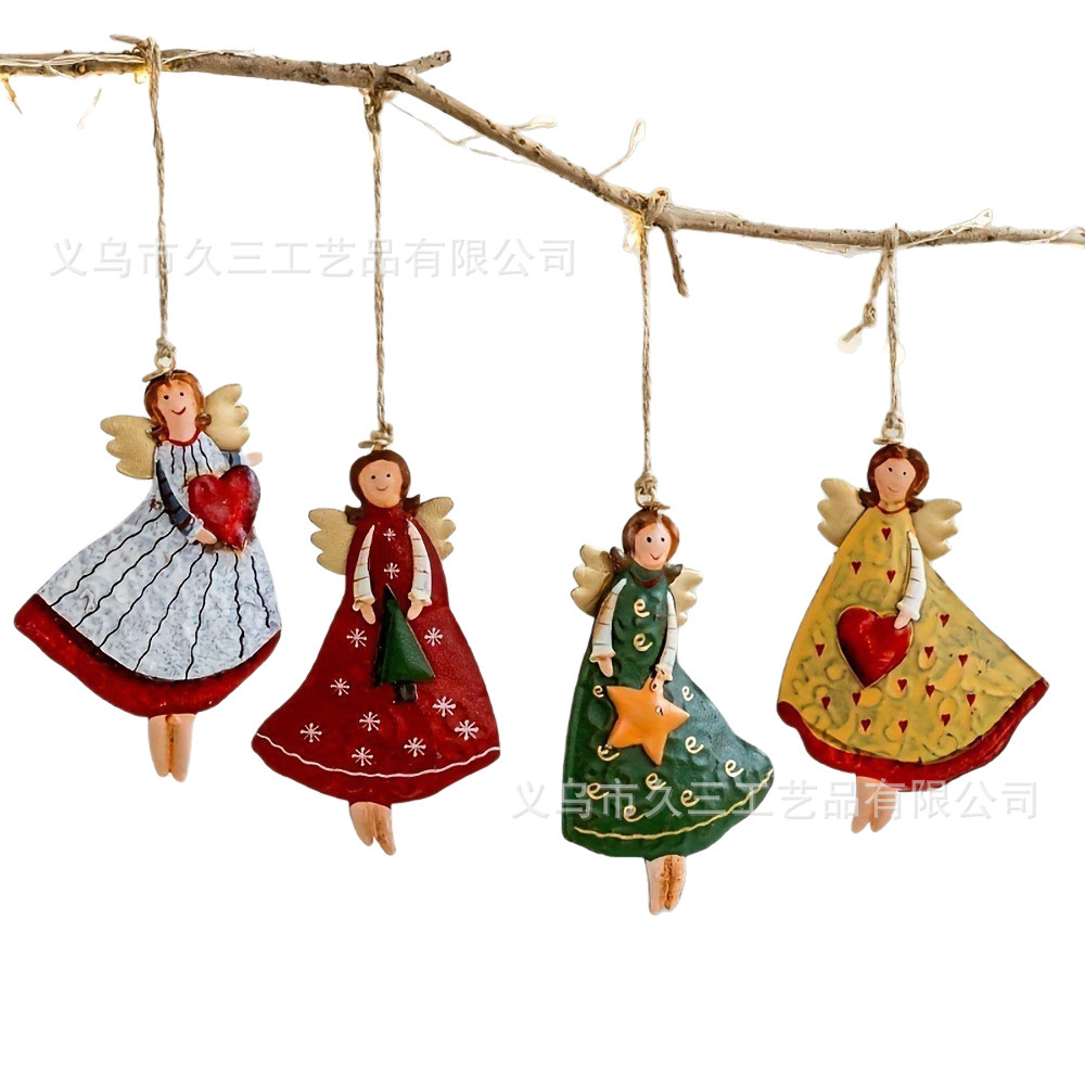Colgante de madera transfronterizo Angel Girl para decoración de Navidad decoración interior y exterior colgante image 13