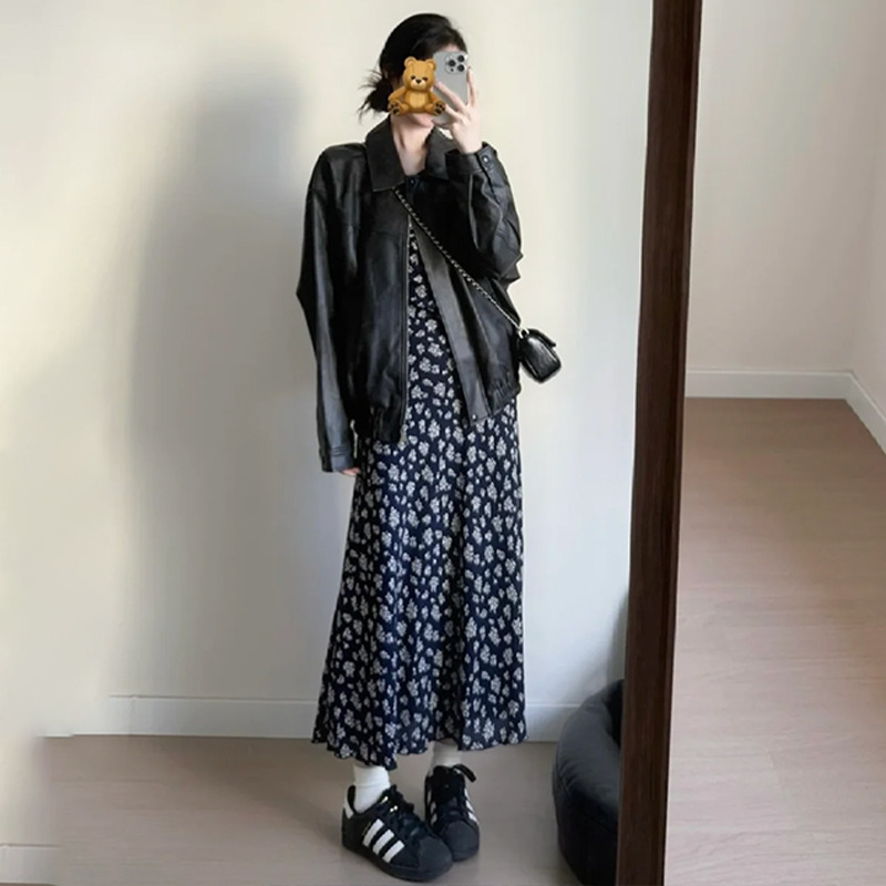 高级感黑色小皮衣外套女2025早春秋新款法式小个子宽松显瘦夹克上|undefined