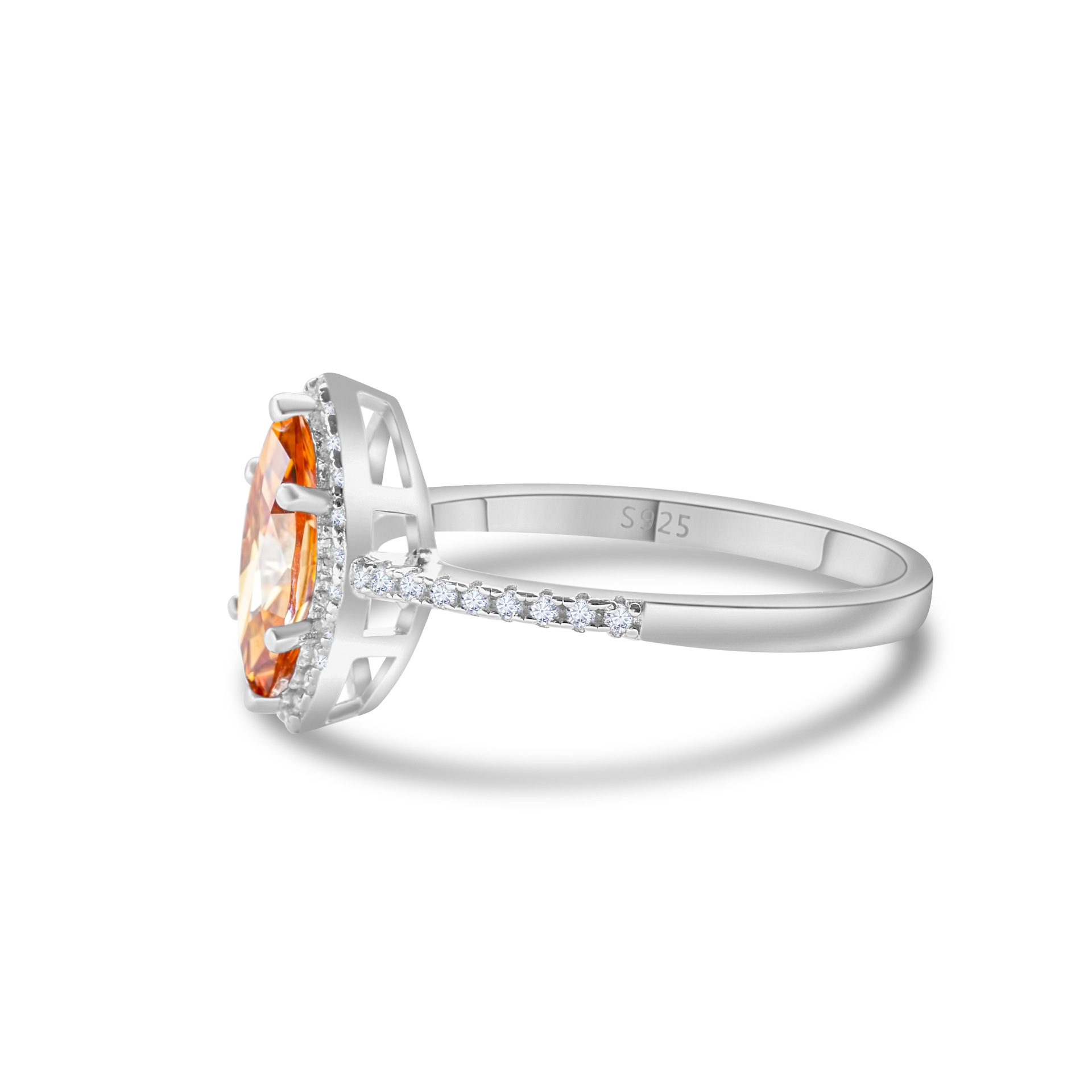 Anillo de plata s925 piedra de diamante de diamante de diamante en forma de ojo de caballo damas un anillo de quilates transfronterizo