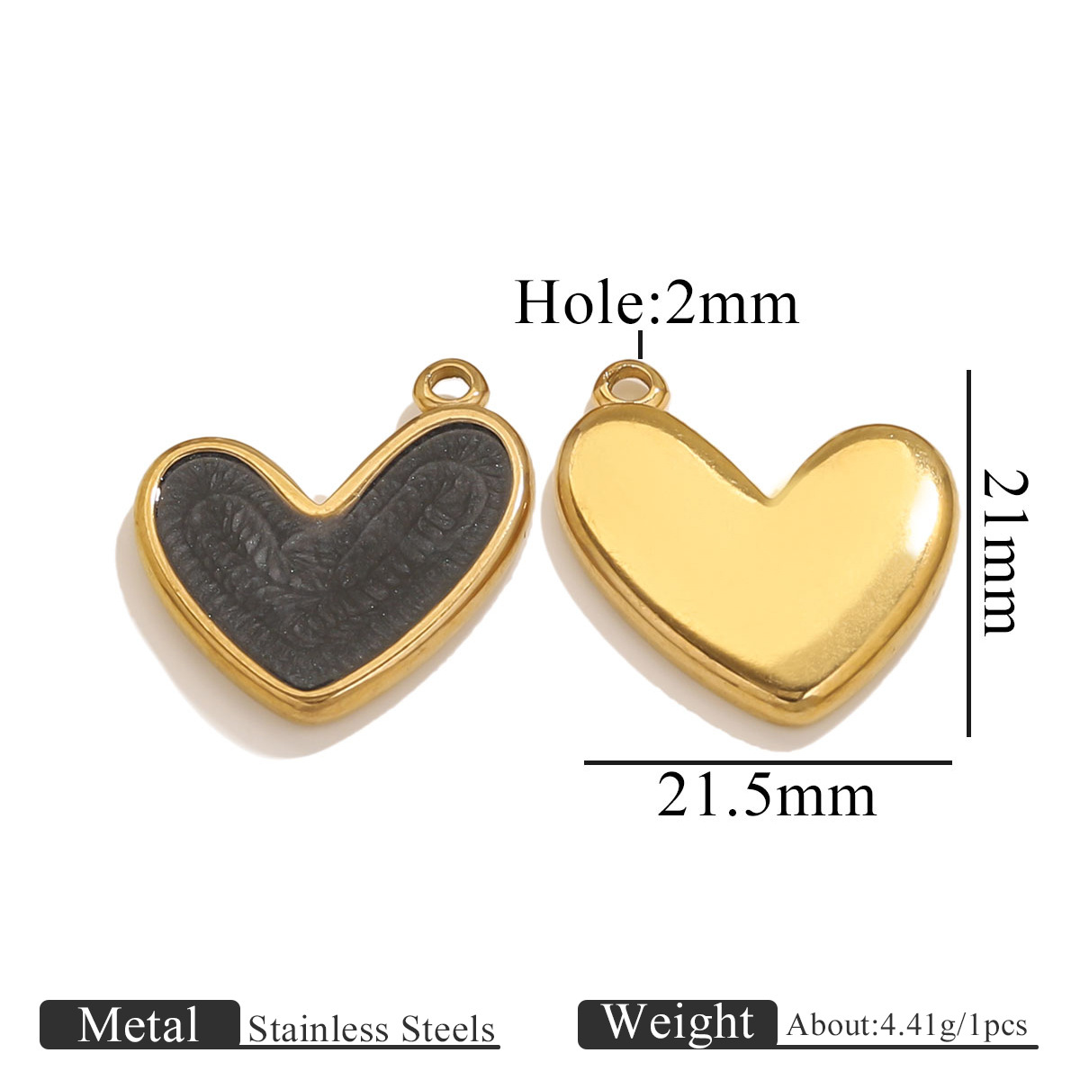 6g Weight 1 Piece 304 Stainless Steel PVD Coated Real Gold Plated Heart Shape Pendant Pendant
