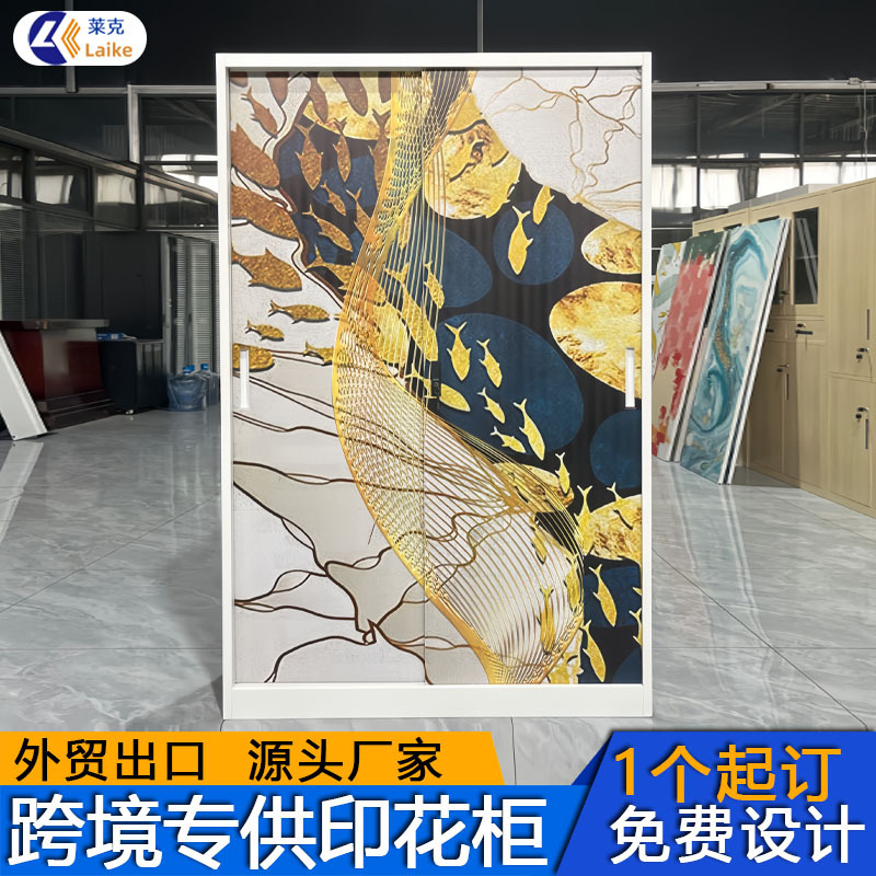 外贸出口印花衣柜钢制更衣柜铁皮储物柜卧室儿童收纳柜家用推拉柜