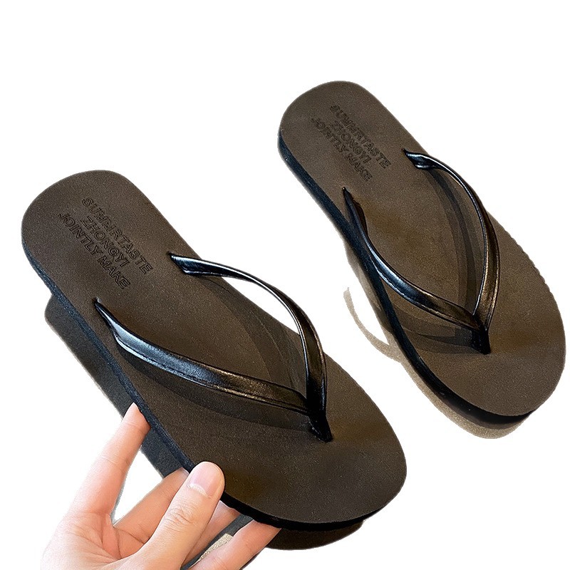 Flip-Flop Sandals Black Casual Couple Outdoor Fashion Beach Vacation Internet Celebrity Flat Flip-Flops For Women_voghion.com