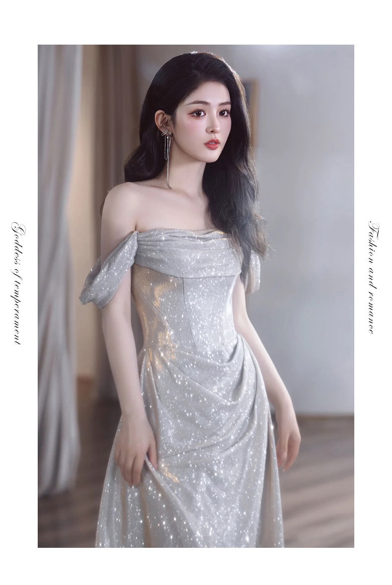 Elegant Off The Shoulder Evening Gown High-End Banquet Dress Style Super Fairy Like Luxurious Fishtail Toast Dress For Women_ecoleips.com
