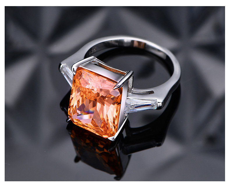 Fashion Geometric Sterling Silver Inlay Zircon Rings 1 Piece