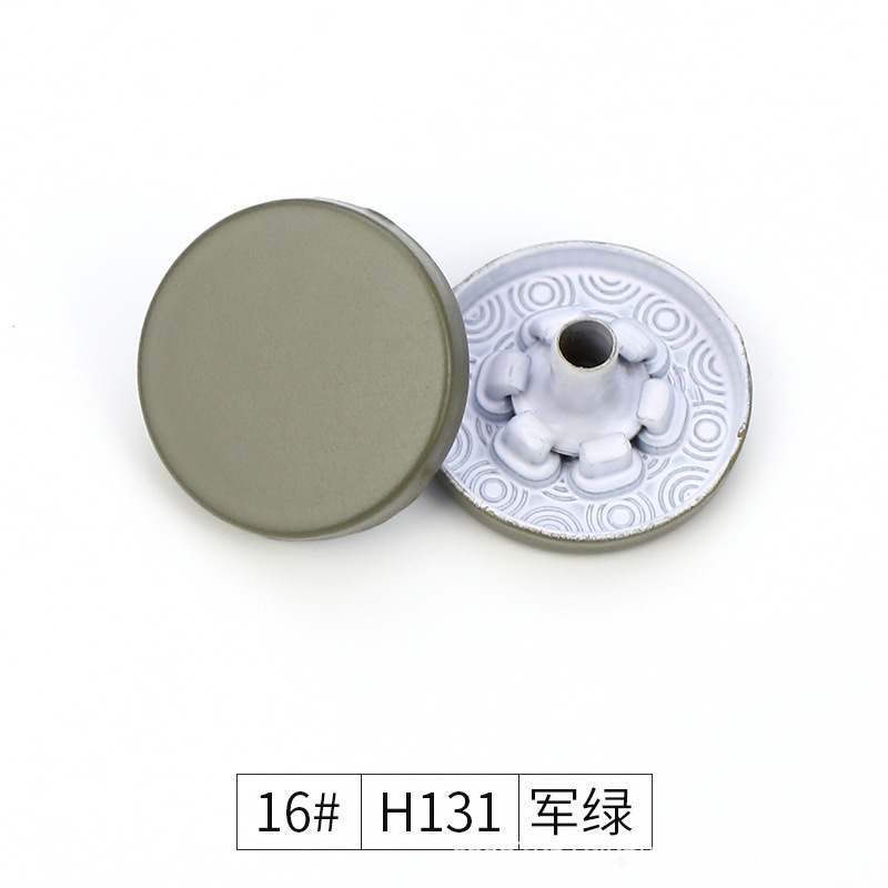 Hebilla de metal de cuatro piezas Botón de panel plano de color chaqueta acolchada de algodón hebilla de superficie de pintura hebilla de cuatro piezas de aleación