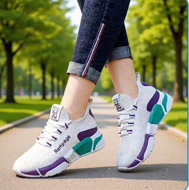 2026 Autumn Mom's Mesh Shoes Sports Soft Sole Fashion Casual Versatile Student Breathable Non-Slip Lightweight Running Shoes