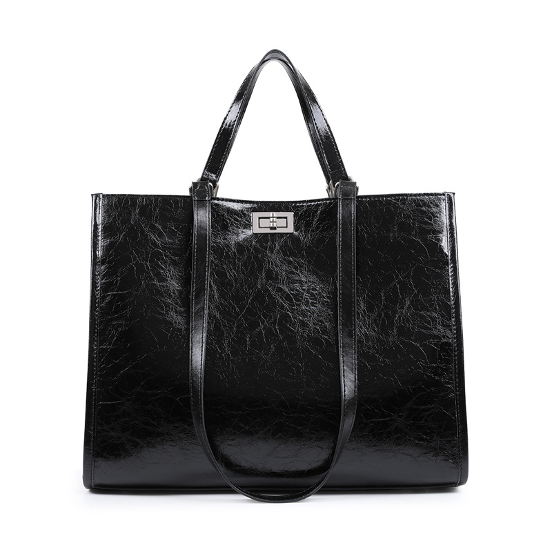 Women's Genuine Leather Handbag 2026 New Large Capacity Tote Bag Versatile Black Handbag Shoulder Bag For Commuting - Thumbnail 5