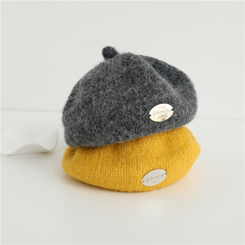 Unisex-Kindermützen Herbst/Winter Flut Unifarbene Künstlermützen Retro-Baskenmützen für Jungen und Mädchen_voghion.com