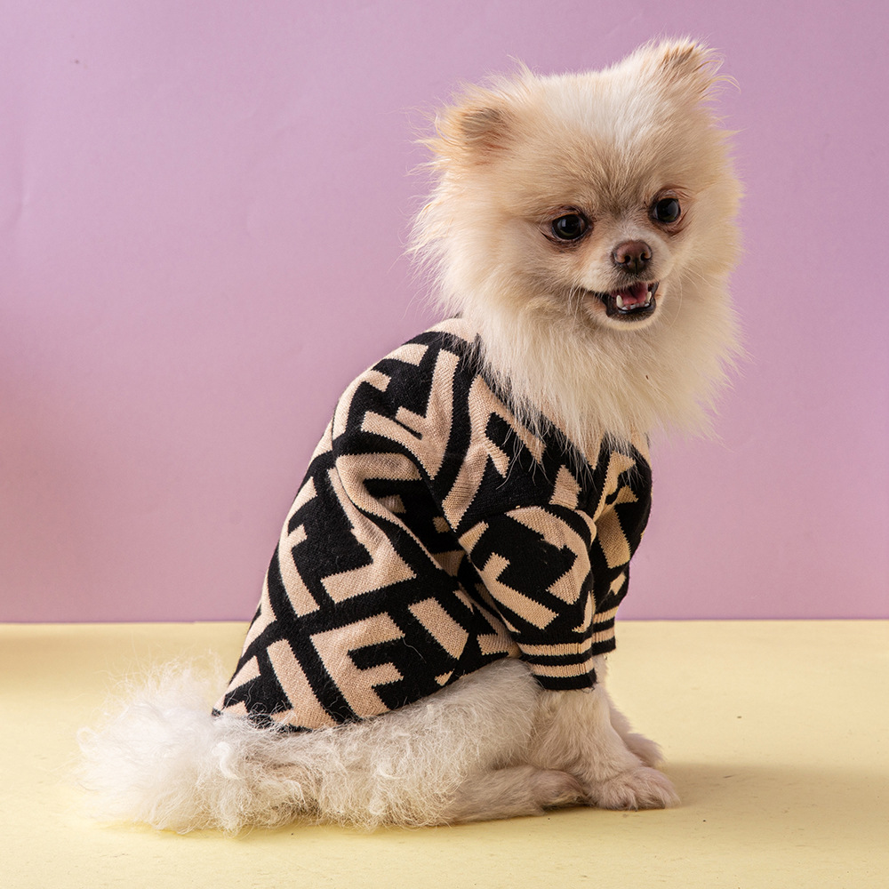 Double F letters Tide Pet sweater autumn and winter thick double…