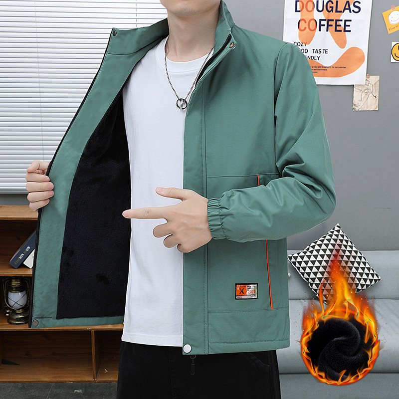 Cross-border long-sleeve jacket for men, spring, autumn, winter 2026 new trendy loose-fitting stand-up collar fleece-lined casual windproof coat Cross-border long-sleeve jacket for men, spring, autumn, winter 2026 new trendy loose-fitting stand-up collar fleece-lined casual windproof coat