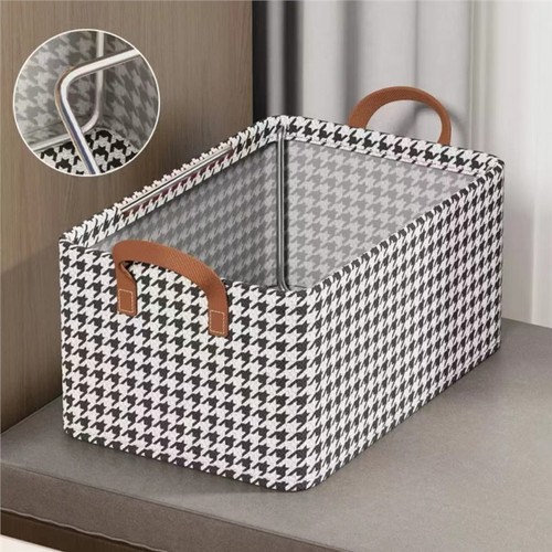 New steel frame supported houndstooth grid-less storage box pants storage artifact bedroom finishing fabric storage box