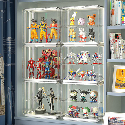 Bubble Mart bag storage box, acrylic stacking doll display stand, transparent figure dustproof box