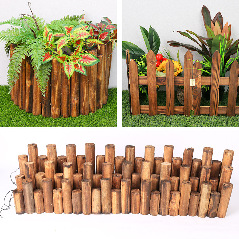 Carbonizado anti-corrosión partición de jardín valla de madera valla de jardín cerca del suelo del jardín Jardinería Paisaje ronda pila de madera