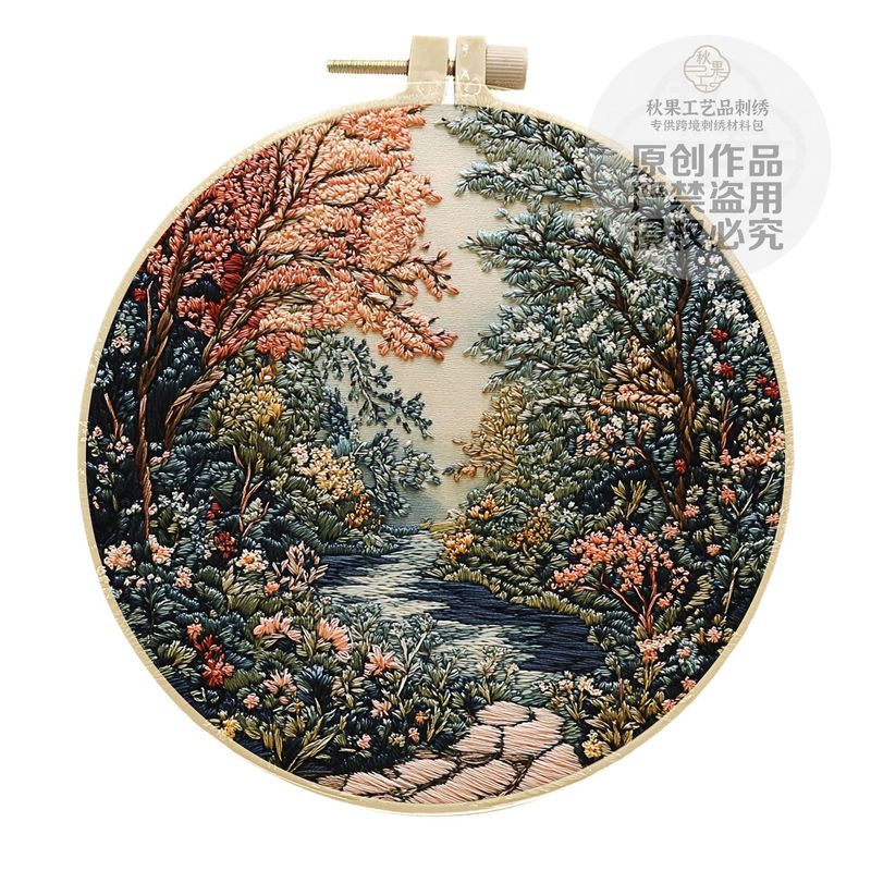 国境を越えた新しい風景画手刺繍 diy 材料パッケージ生地キットクリエイティブ手作りシンプルな DIY 英語画像|undefined