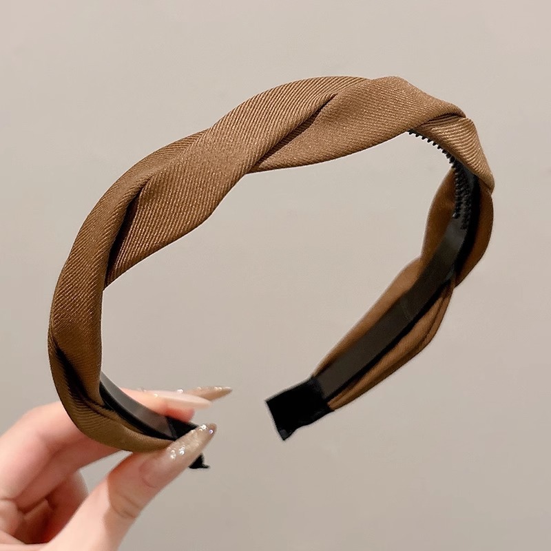 Cerebral alto trenzado banda de cabello mujer 2025 nuevo lavar la cara banda de cabeza dientes antideslizante presión tarjeta de cabello simple cabello tocado