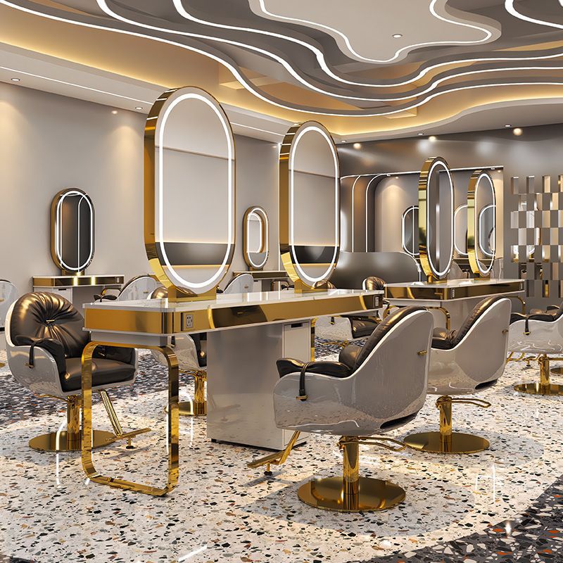 理髪店ミラーテーブル、理髪用片面パーマ・染めカットミラーキャビネット、ステンレス製ヘアサロン専用大理石パーマ・染めテーブル|undefined