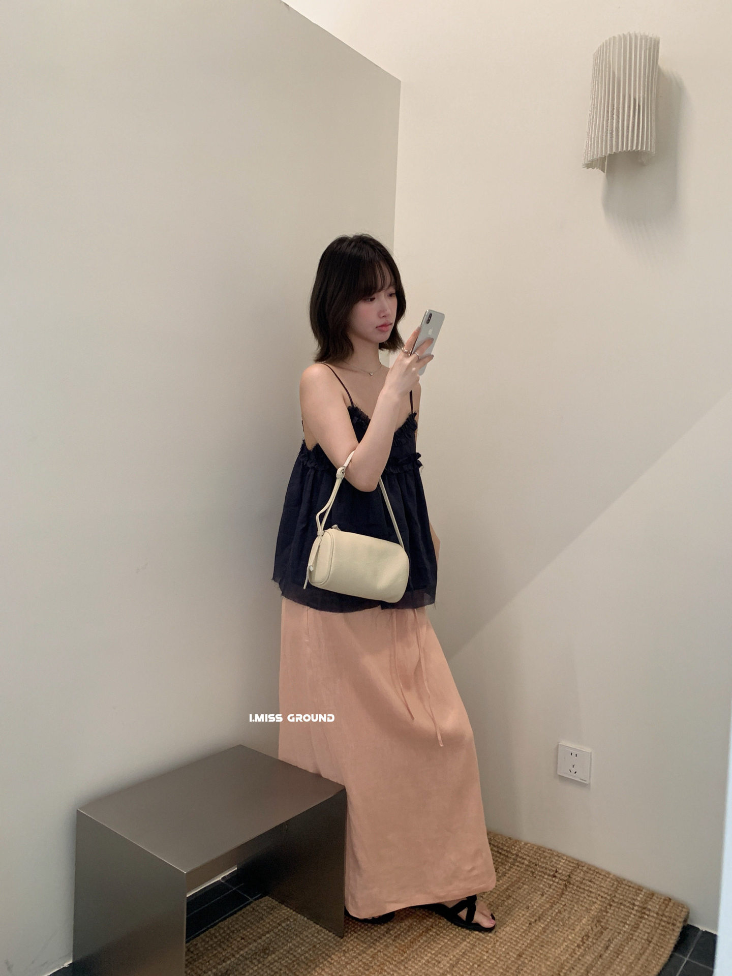 Áo hai dây nữ phong cách Hàn Quốc viền ren bèo nhún, mặc trong hoặc ngoài, che khuyết điểm, form suông — xanh đậm, xanh lam, màu hồng, Bột cam chi tiết 8