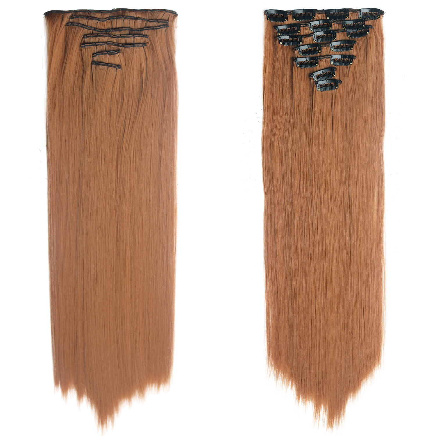 Peruca de mujer clip cabello recto 16 cabello largo cabello recto extensión fibra cabello largo recto