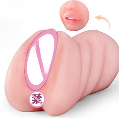Amazon three-channel famous device with tongue, mouth, vagina and anus, three acupoints, male masturbation device, inverted model plane cup manufacturer wholesale