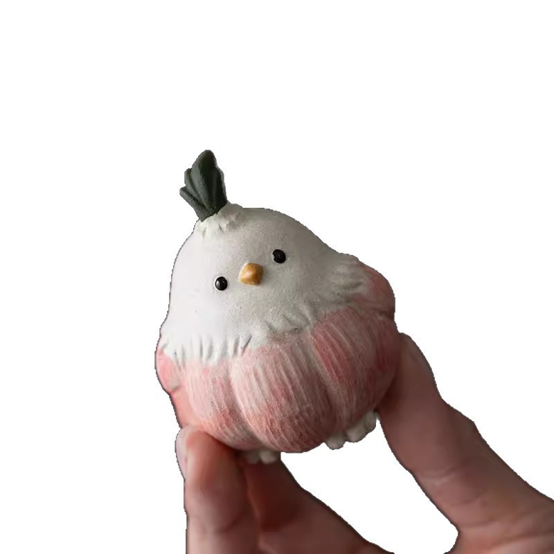2025新款紫砂蒜头小鸟茶宠摆件精品手工蒜鸟小茶玩可爱装饰工艺品|undefined
