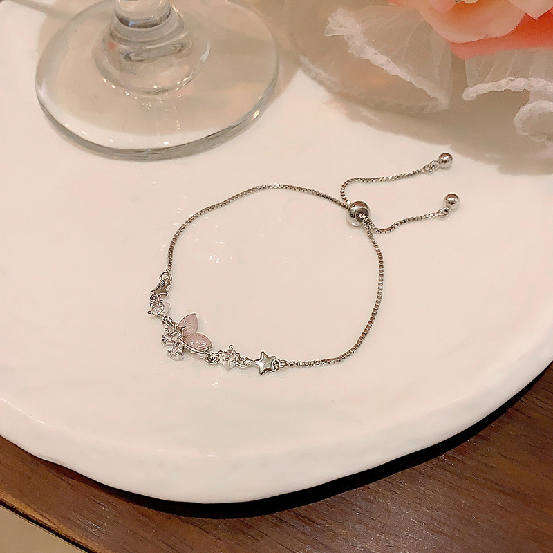 S663 실버 절묘한 지르콘 나비 팔찌