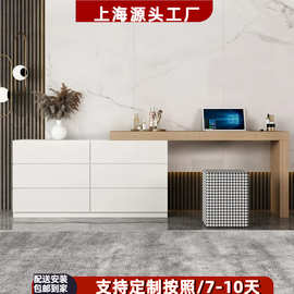 北欧烤漆翻盖梳妆台桌现代简约卧室化妆台伸缩电视柜书桌一体整装