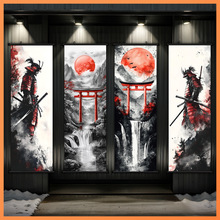 JIT可送仓4件动漫武士壁挂画，日本卷轴SHEIN亚马逊TEMU跨境ETSY