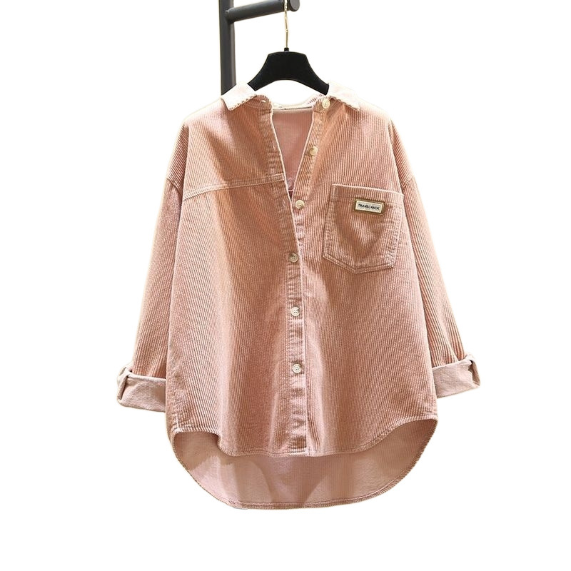 가을과 겨울 새로운 두꺼운 코듀로이 셔츠 여성의 느슨한 한국 스타일 캐주얼 패션 긴 소매 카디건 셔츠 YN