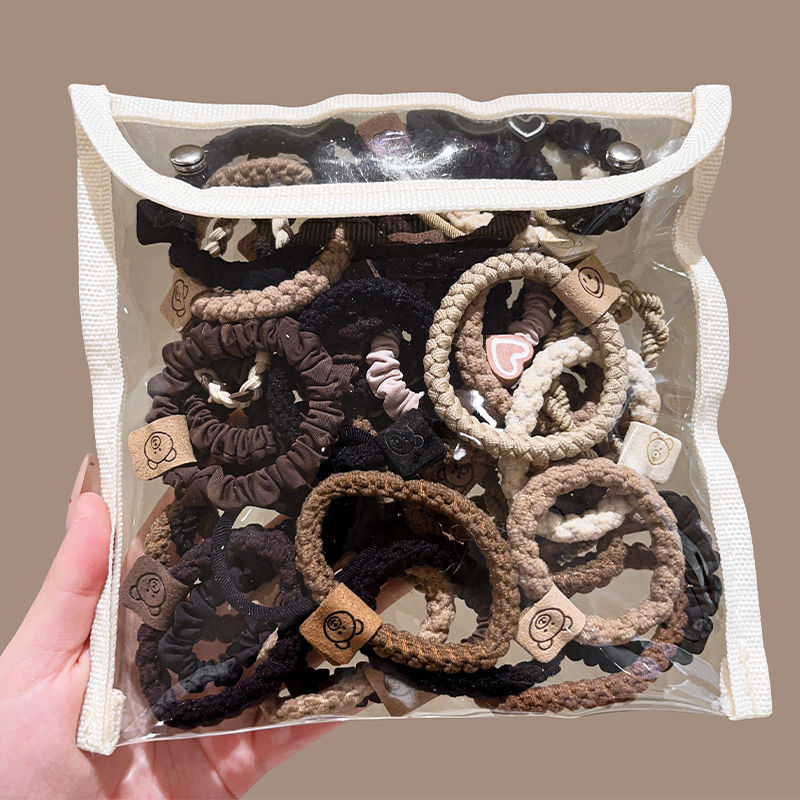 Otoño y invierno curry osos anillo de cabello para mujeres simple cuerdas de cabello de alta elasticidad no lesionar cuerdas de cabello de cola de caballo adornamiento para el cabello