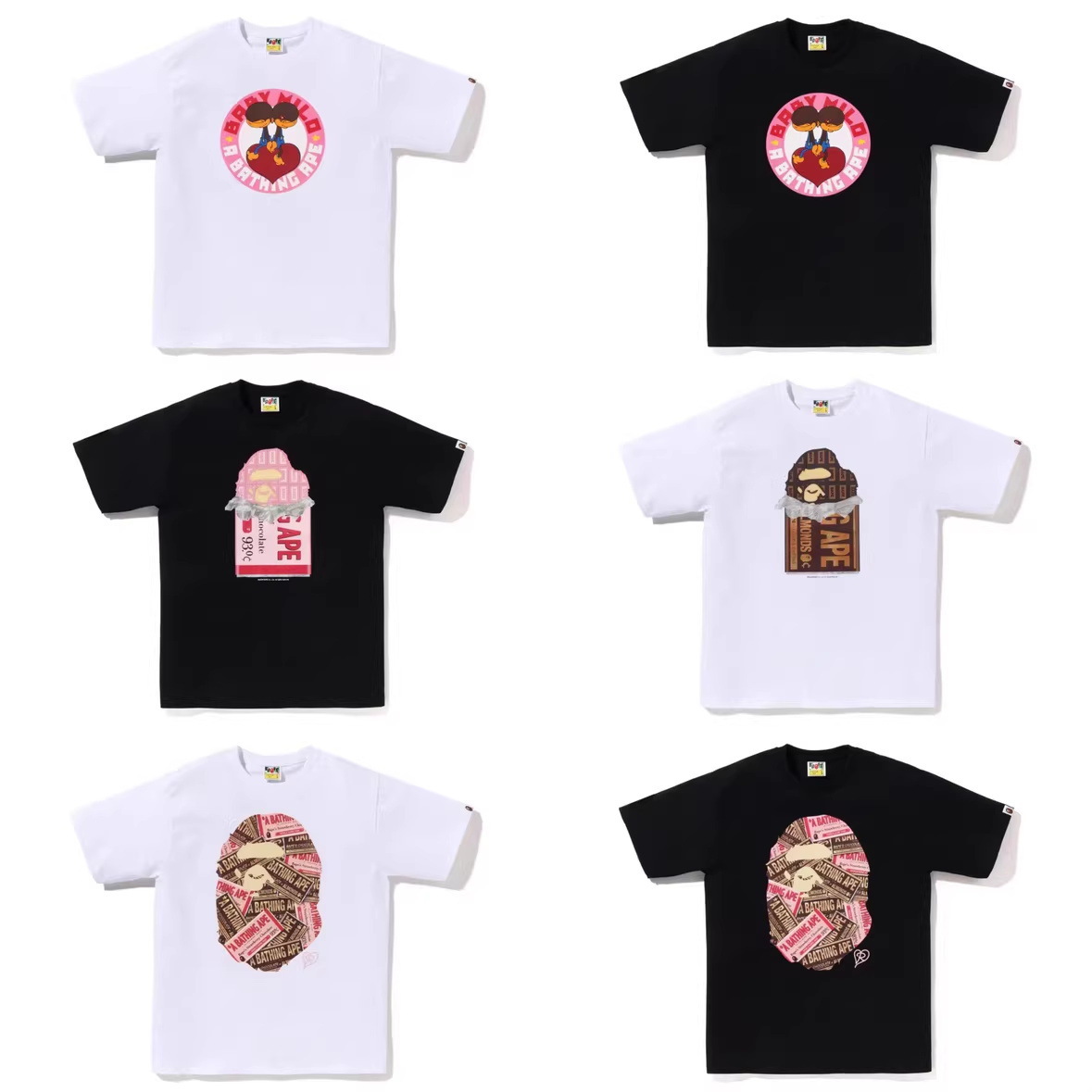 2026 trendy brand men's and women's couple's T-shirt with letter print, round neck, short sleeves, BAPE logo