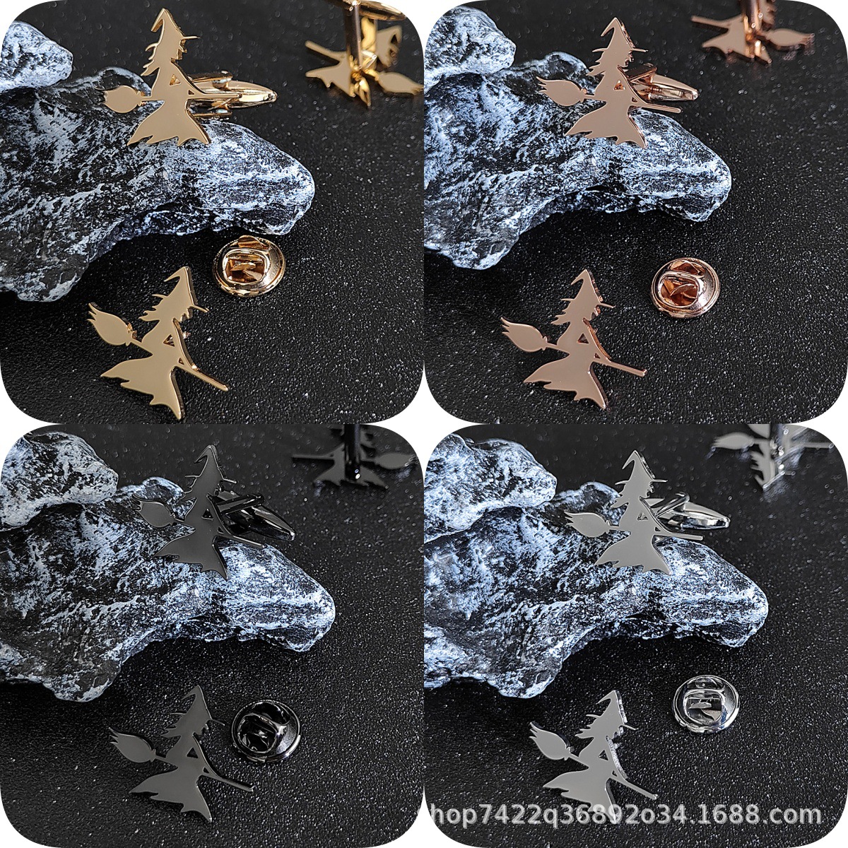 Witch-Shaped Brooch Cufflinks for Men and Women, Classic Halloween Element Clothing Accessories, Outwear Backpack Personalized Decorations
