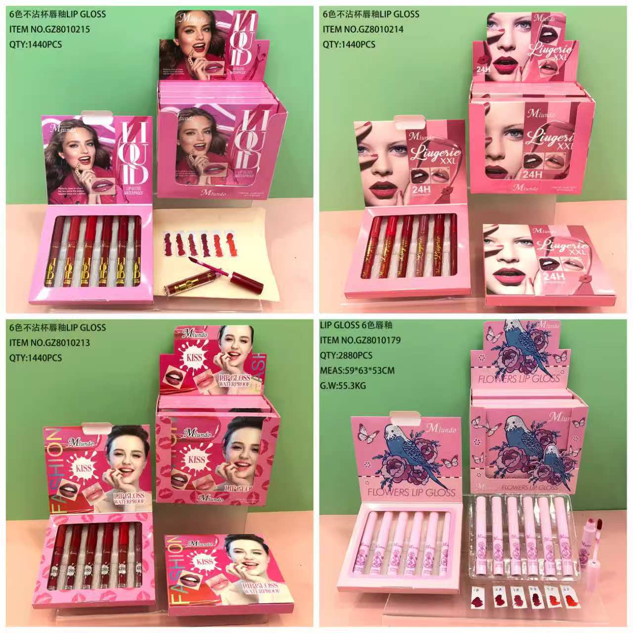 Nuevo producto MLUNDO, set de 6 labiales mate antiadherentes, brillo labial, venta al por mayor.