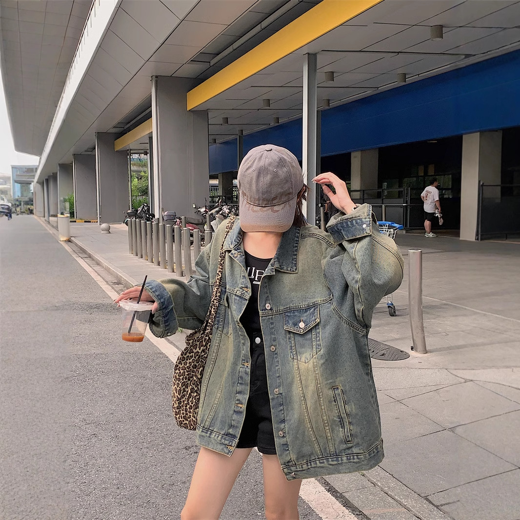 American Style Lazy Style Denim Coat Women's Spring and Autumn New High Street Fashionable Brand Loose Loose All-match Top Jacket for Couples