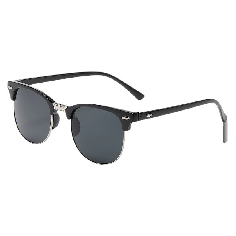 Граница через границу рисовая ноготь 3016 Tide Frame Classic ретро металлическая полурама 975 плоско-легкое зеркало мужчины и женщины одинаковые модели