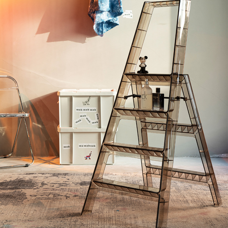 Nordic Household Acrylic Ladder Transparent Foldable Indoor Four-step Five-step Herringbone Non-slip Pedal Single Side Ladder