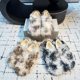 毛毛勃肯复鞋女2025秋季新款厚底外穿保暖懒人棉鞋防滑毛毛鞋百搭