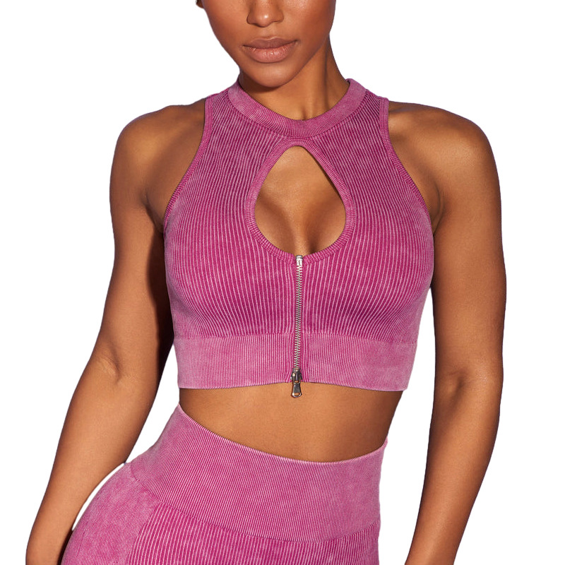 Traje de yoga roscado europeo y americano transfronterizo personalizado espalda corta fitness ropa de yoga elástica ropa deportiva al por mayor