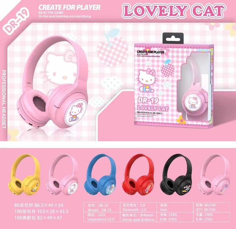 新しい子供の少女のイヤホンは猫の小黄人の漫画のヘッドセット式のbluetoothのイヤホンに注意してノイズキャンセルゲームのイヤホンになります。|undefined