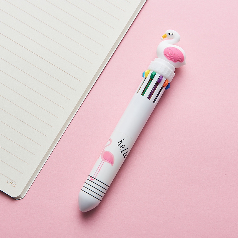 Papelería creativa bolígrafo de diez colores de dibujos animados estudiante color diario pluma chica corazón multicolor prensa bolígrafo al por mayor